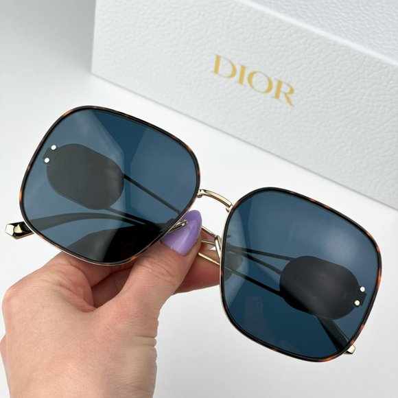 Dior DIORBOBBY S1U B5B0 BRAND NEW Sunglasses Gold Havana Blue Women Oversized main image 5